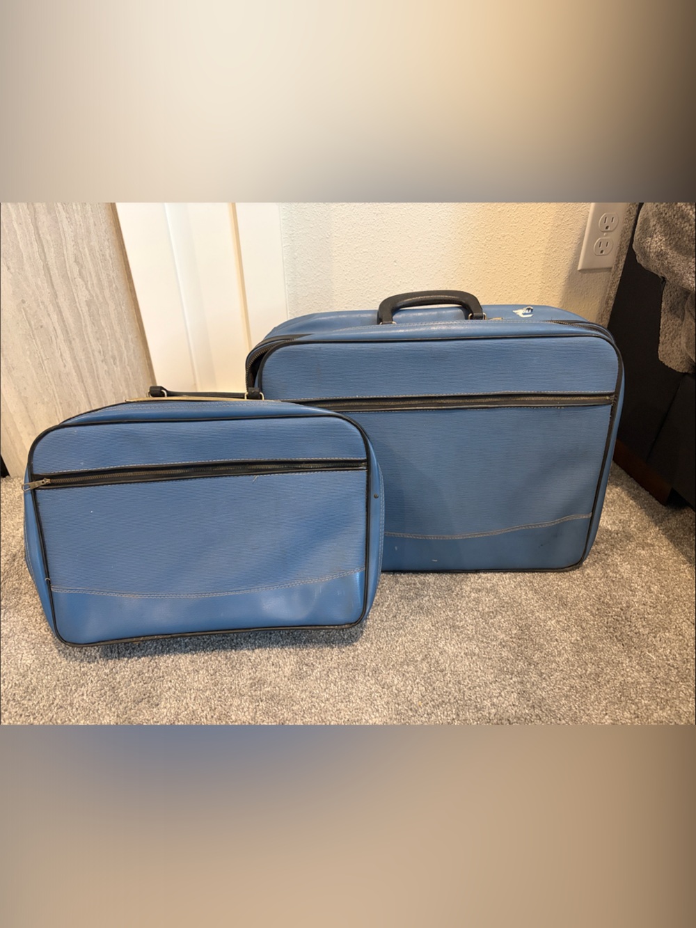 Vintage set of two stackable Travel Carry-On Bag - Classic Utility
